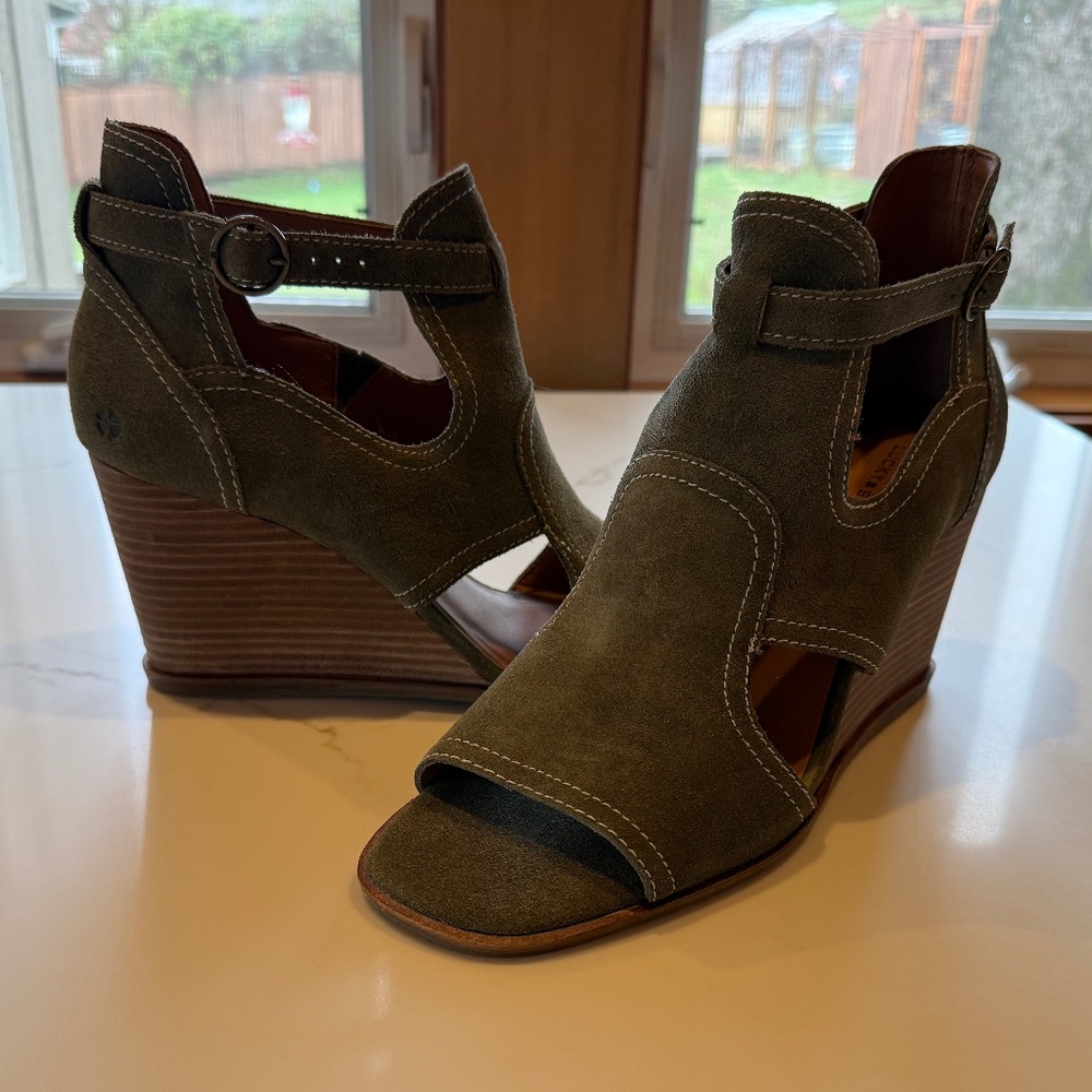 Lucky Brand Lukili Women's Sandals Wedge Ankle Strap Moss Green Size US 12M - Picture 2 of 11